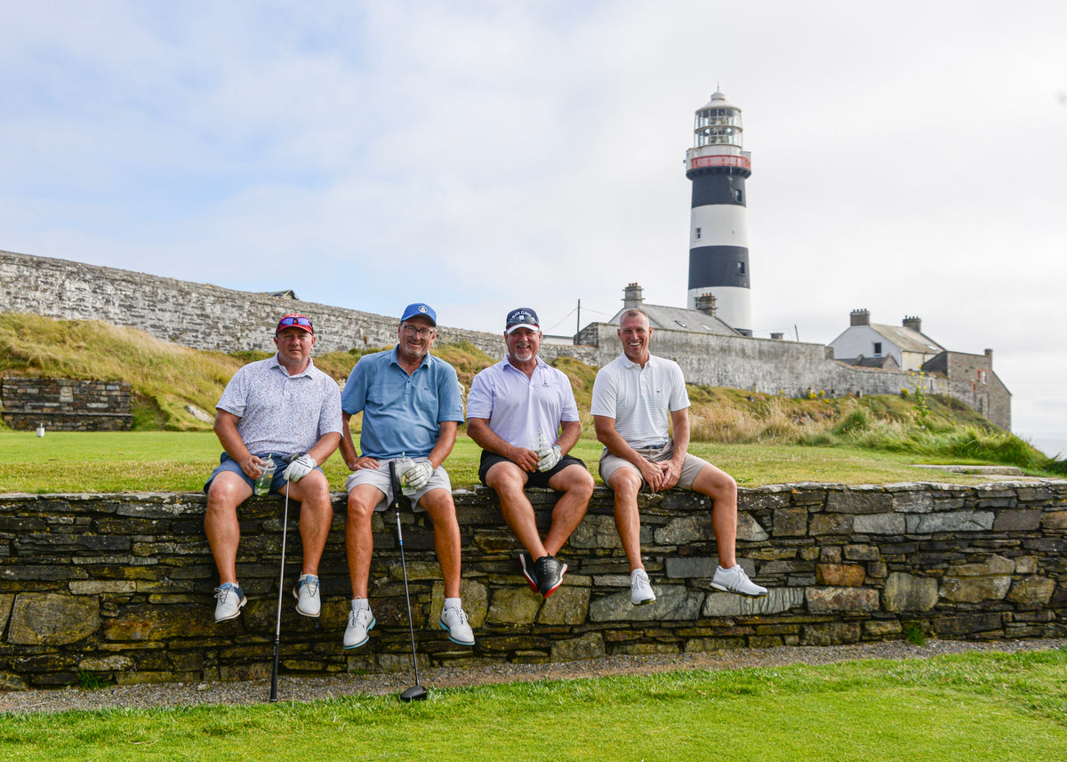 Load video: A video showcasing images a group can expect to receive from Cian O'Regan Photography following a golf photography booking at Old Head Golf Links, Kinsale, Cork, Ireland.