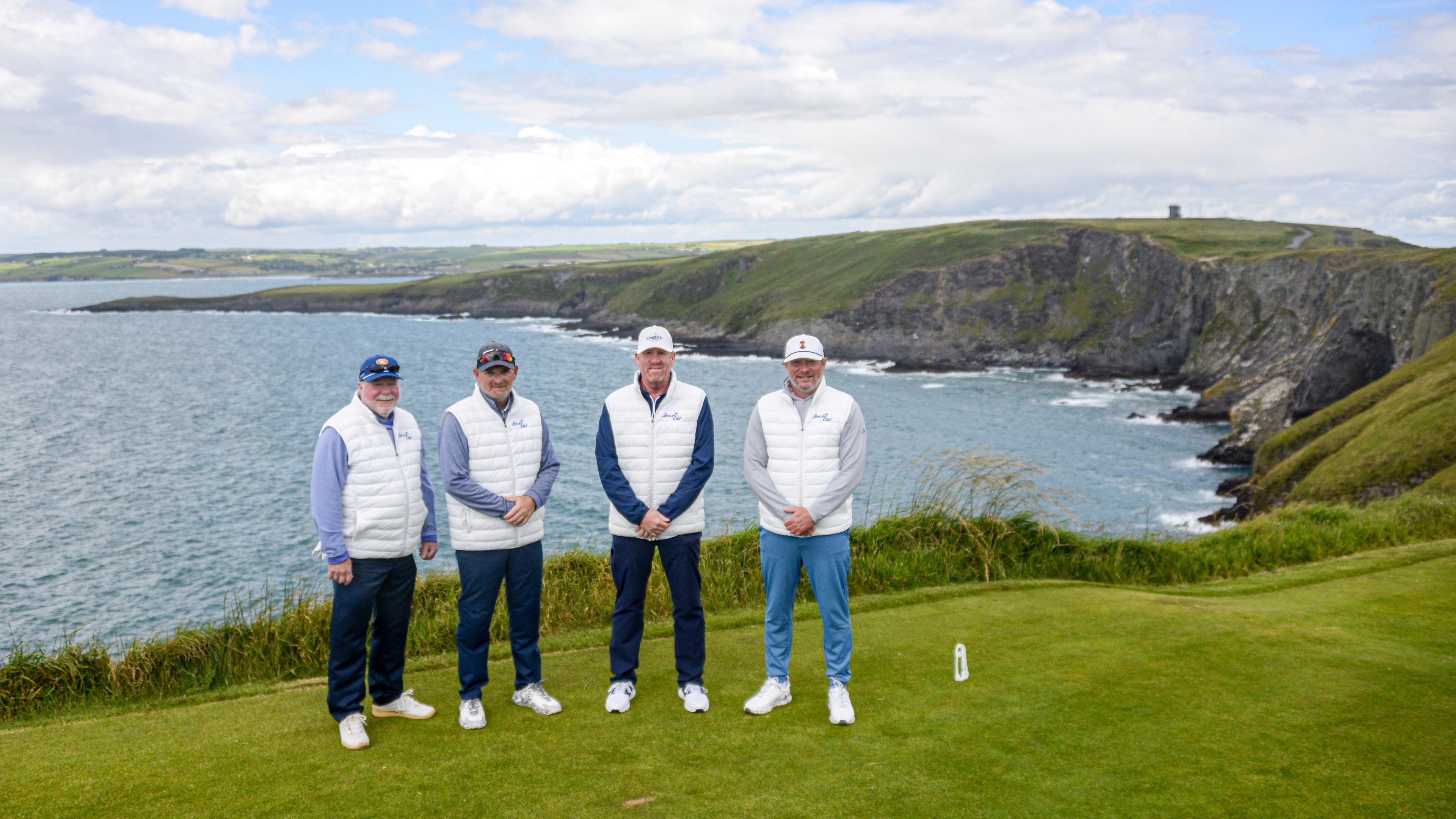 Golfers on an Ireland buddies golf vacation trip at Old Head Golf Links.