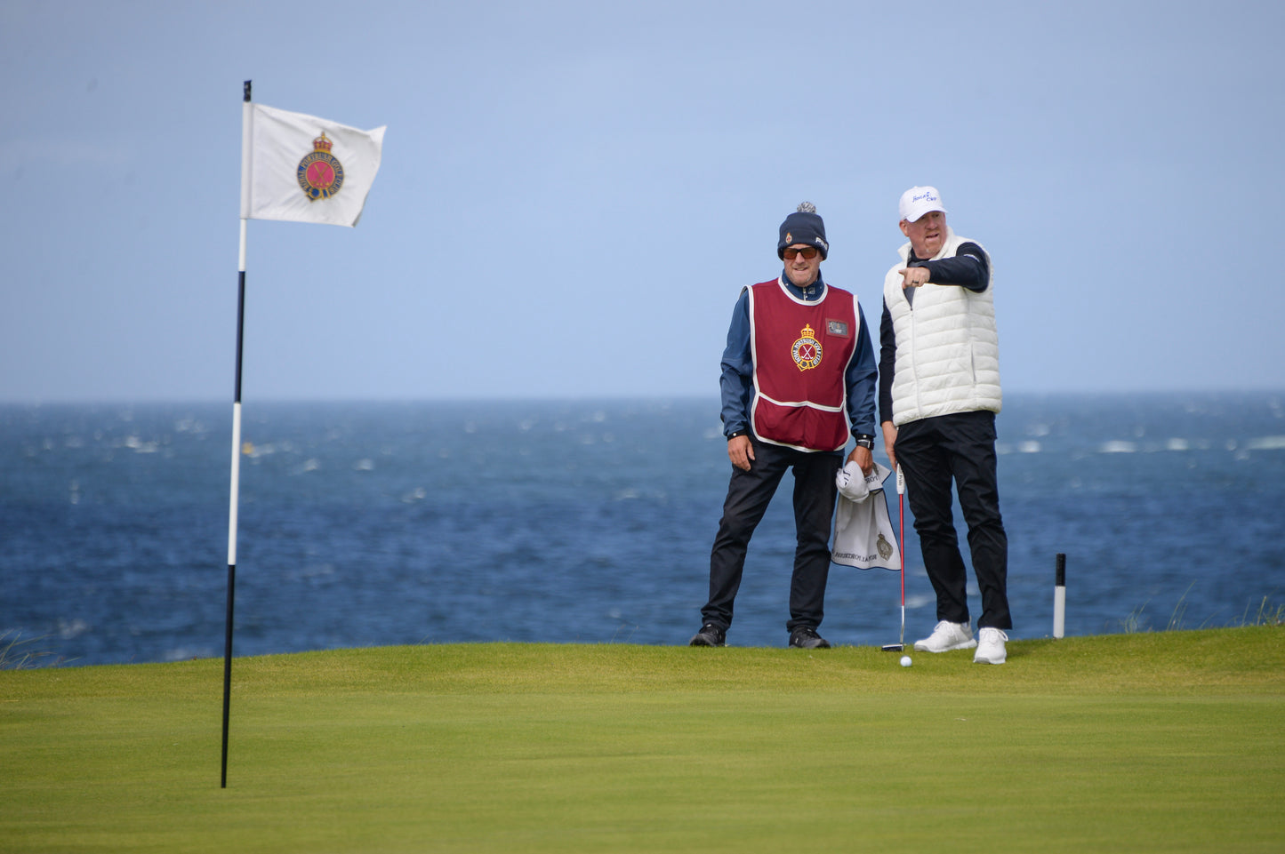 A golfer on an Ireland buddies golf vacation trip at Royal Portrush.