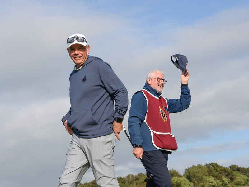 A golfer on an Ireland buddies golf vacation trip at Royal Portrush.